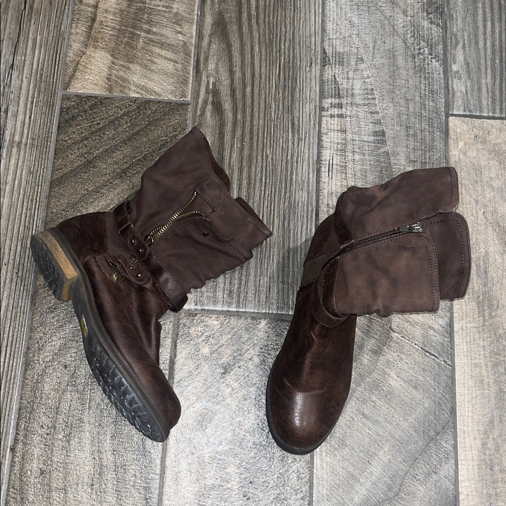 Lane Bryant Brown faux Leather Ankle Boots